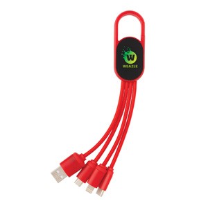4-in-1 Kabel mit Karabiner-Clip rot-1