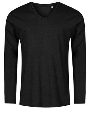 V-Neck T-Shirt Longsleeve Black