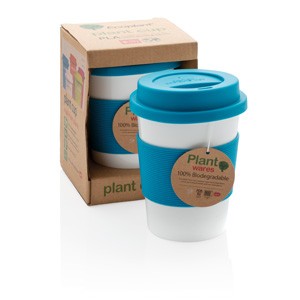 ECO PLA Kaffeebecher weiß/blau