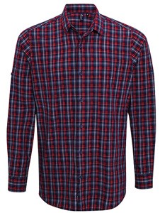 Herren Langarm Baumwollhemd Navy-Red