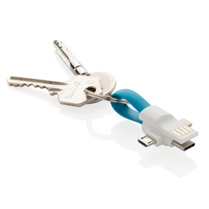 3-in-1 Kabel für den Schlüsselring blau