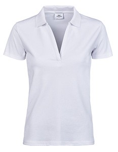 Damen Luxury Stretch V-Neck Polo White