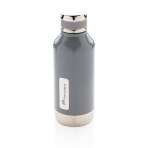 Vakuumflasche mit Logoplatte grau