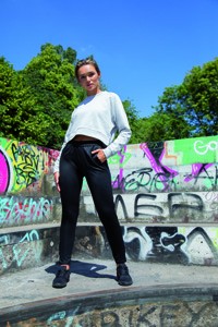 Seamless getäfeltes Langarm-Crop-Top für Damen