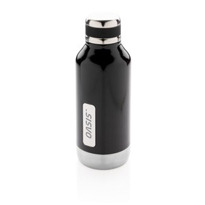 Vakuumflasche mit Logoplatte schwarz