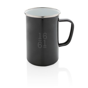 Vintage Emaille Becher XL schwarz