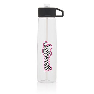 Tritan Trinkflasche mit Strohhalm weiß