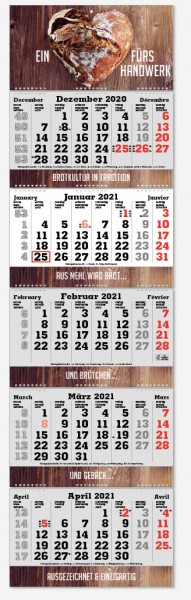 FOLD-5| flatbarer 5-Monats-Kalender | deutsch-mehrsprachig